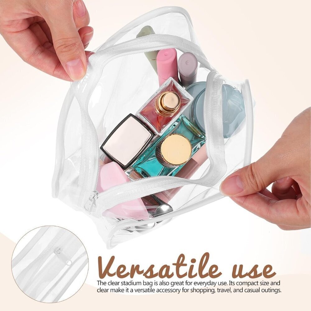 10 Pcs Clear Makeup Bags, Pvc Transparent Zipper Pouches for Cosmetics & Toiletr - Picture 4 of 9